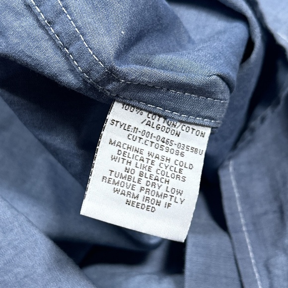 Stetson Chambray Western Pearl Snap Blue L/S Button Shirt Mens Large - Picture 13 of 13